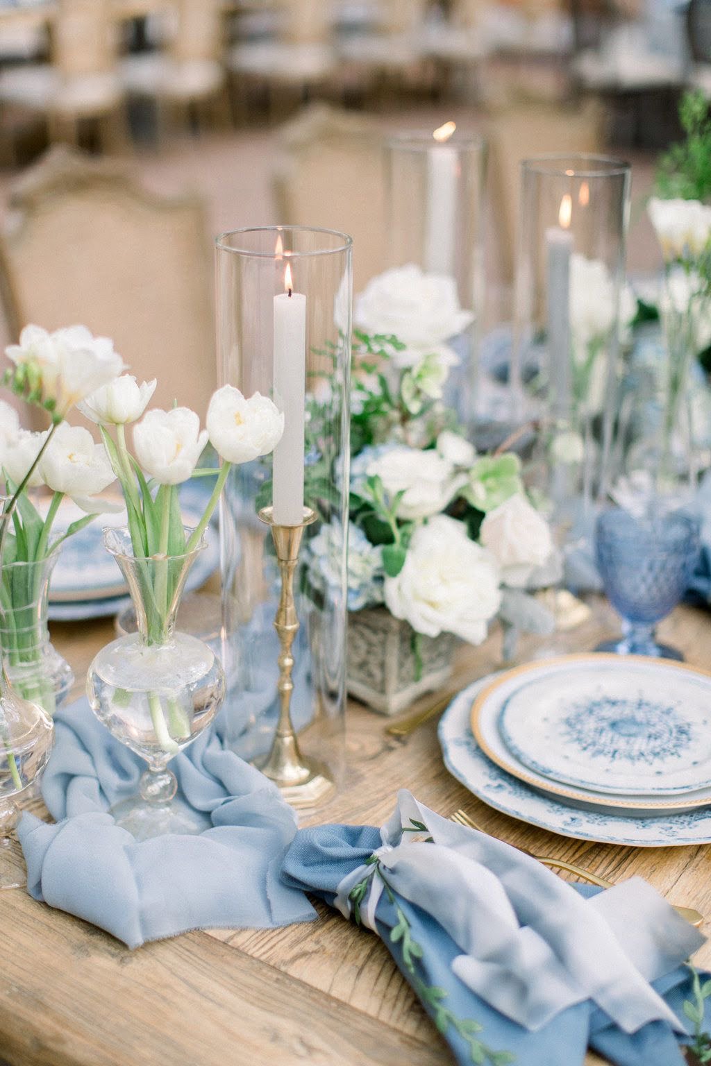 Bougeoir En Verre Bleu Dégradé BAOFUYA - Porte-Bougie Romantique Pour Mariage Et Décoration Maison
